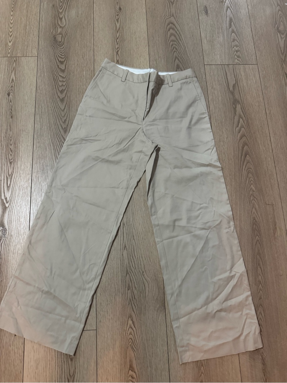 Aritzia Khaki Wide-Leg Chinos - Beige